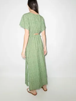 Peony Picnic After Swim Gingham-check Maxi Dress Green Size 10  for rent on The Volte - image 4