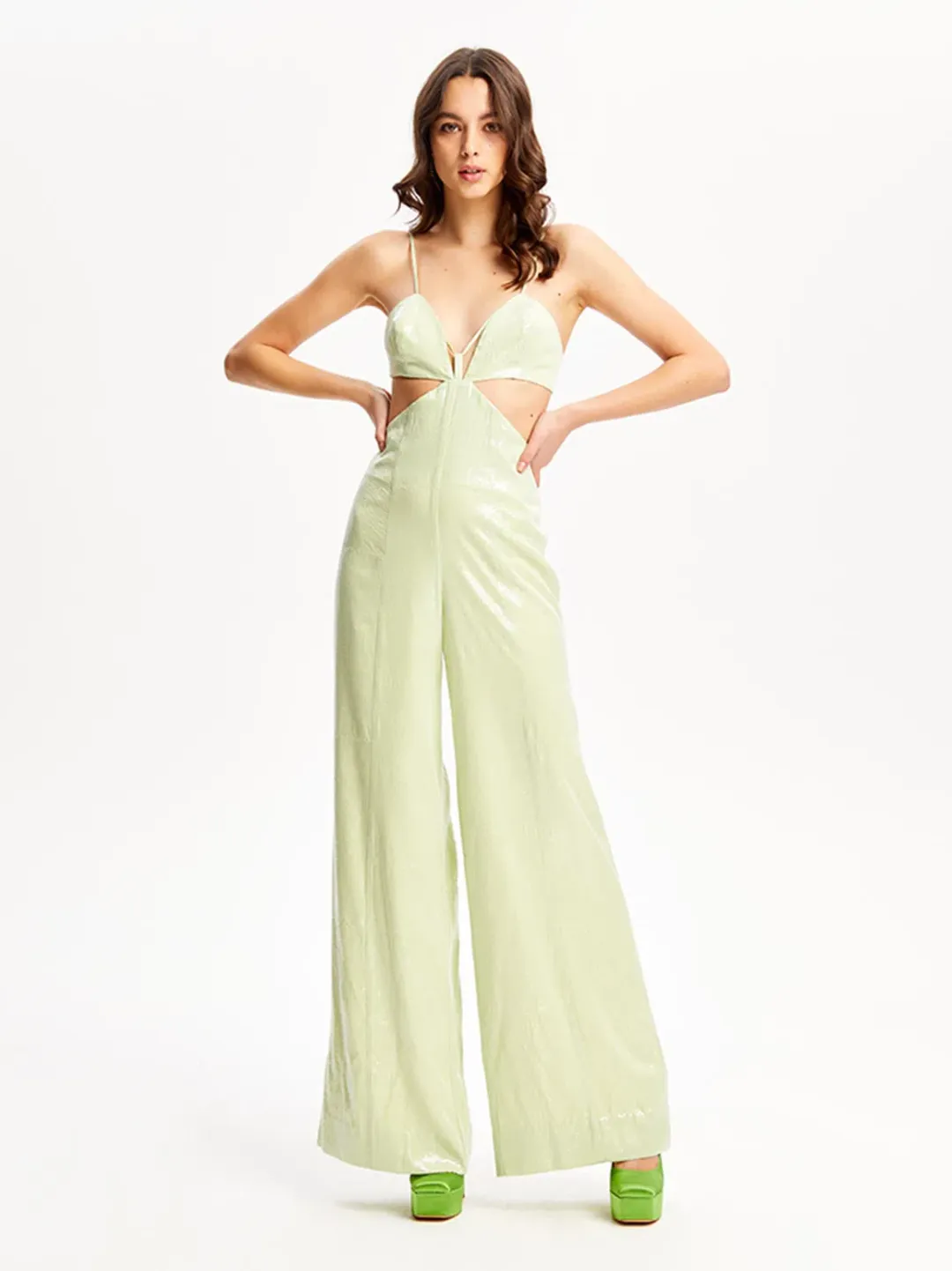 Alice McCall Night Sky Jumpsuit Lime Cream Size 10 for rent on The Volte - main image
