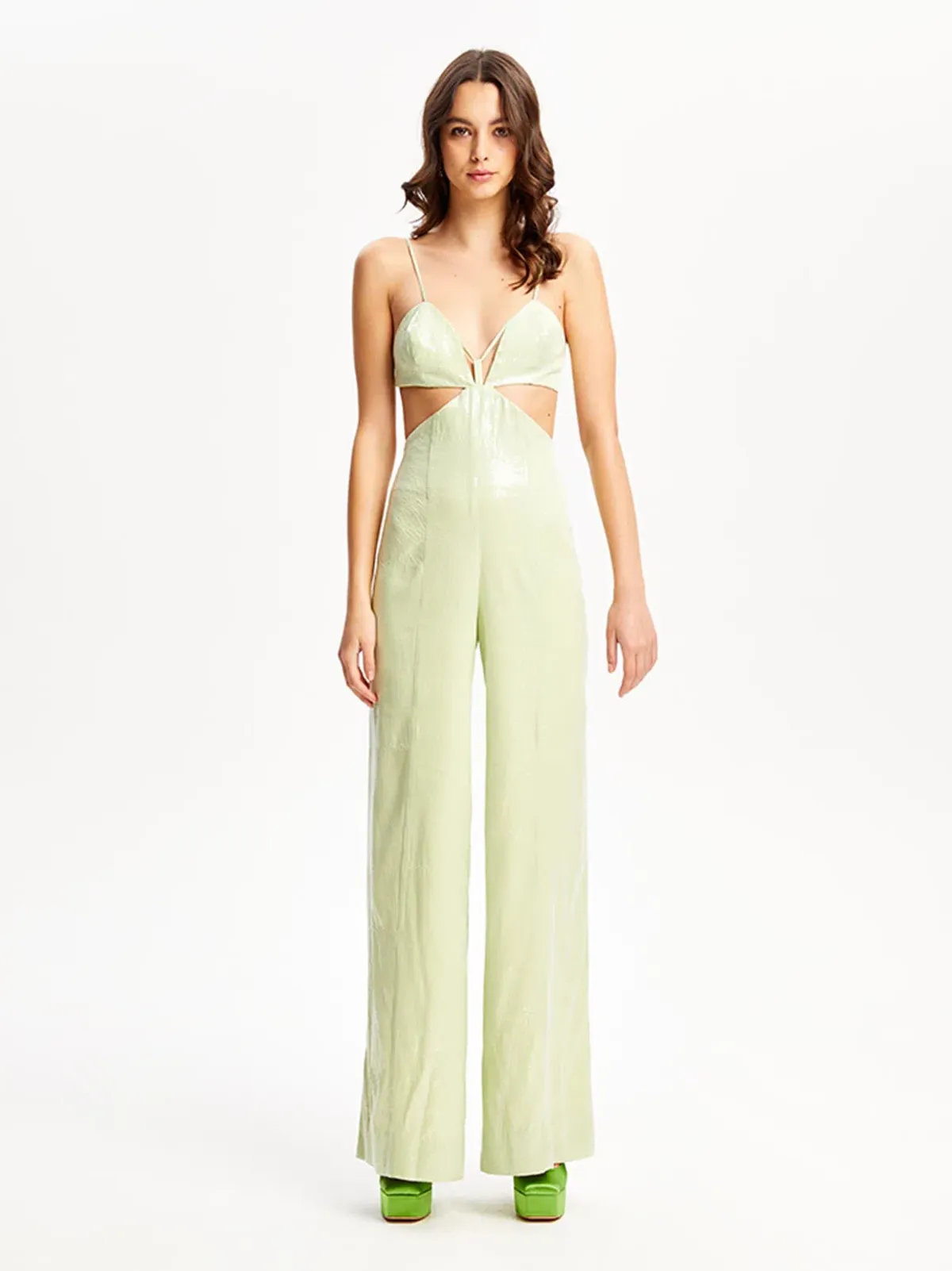 Alice McCall Night Sky Jumpsuit Lime Cream Size 10 for rent on The Volte - main image
