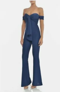 MISHA Malika Off Shoulder Jumpsuit Navy Size 8/S for rent on The Volte - image 1