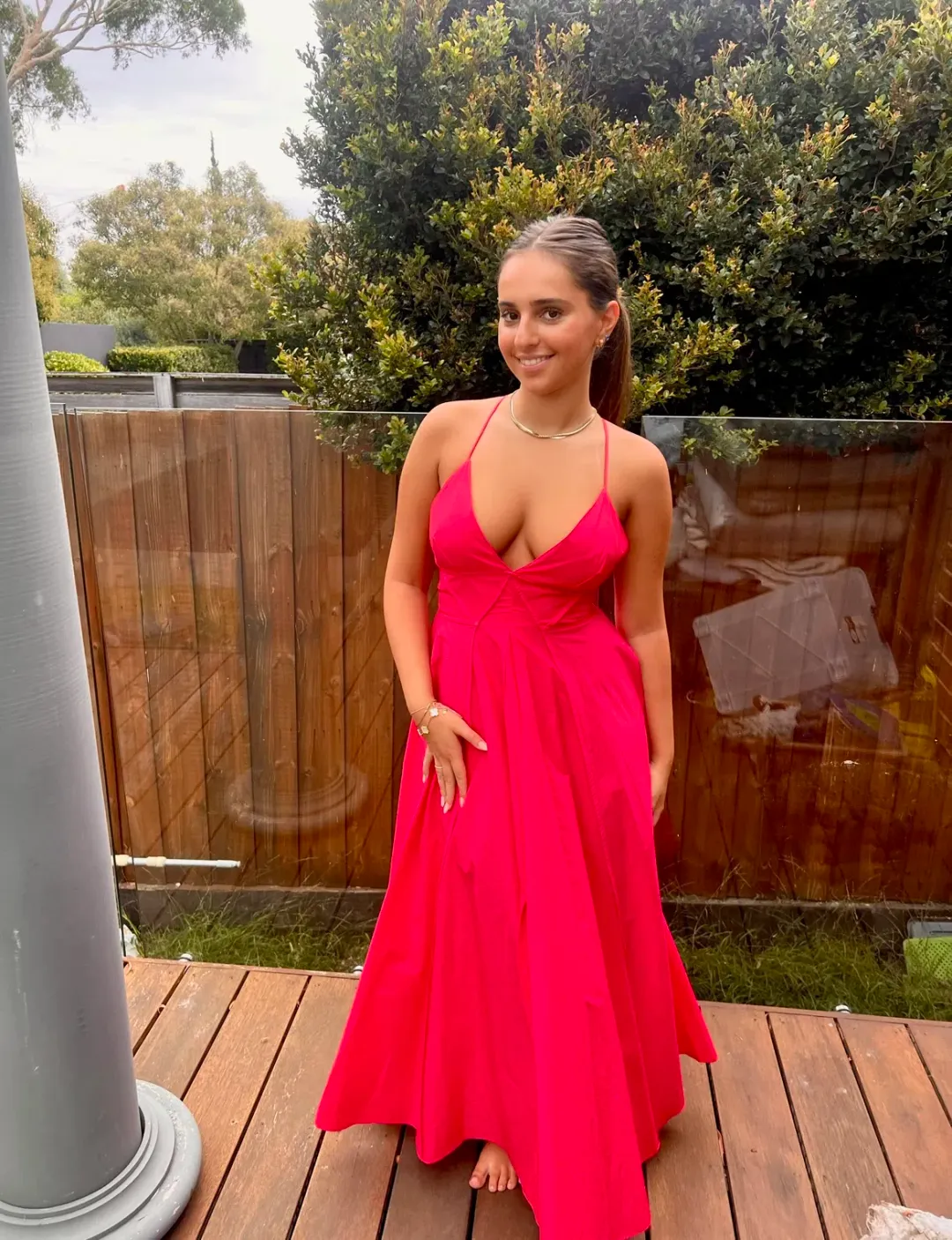 Scanlan Theodore Parachute Strappy Dress in Fuchsia Size 10  for rent on The Volte - main image