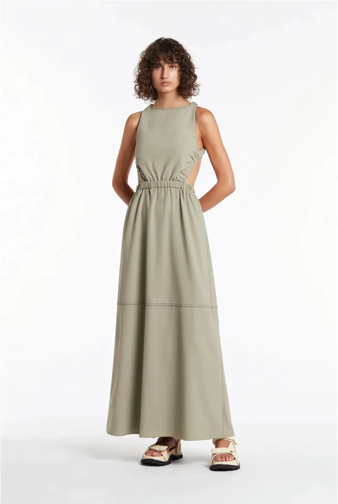Sir the Label Adrien Cross Back Dress Sage Size 1 / Au 8 for rent on The Volte - main image