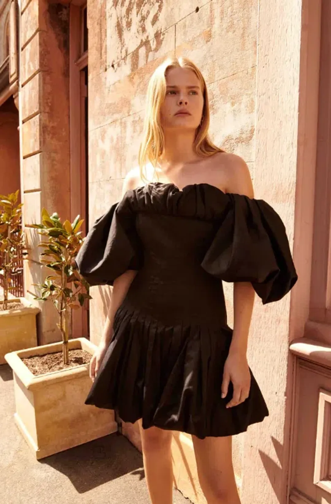 Aje Arles Off Shoulder Mini Dress Black Size L / Au 12 for rent on The Volte - main image