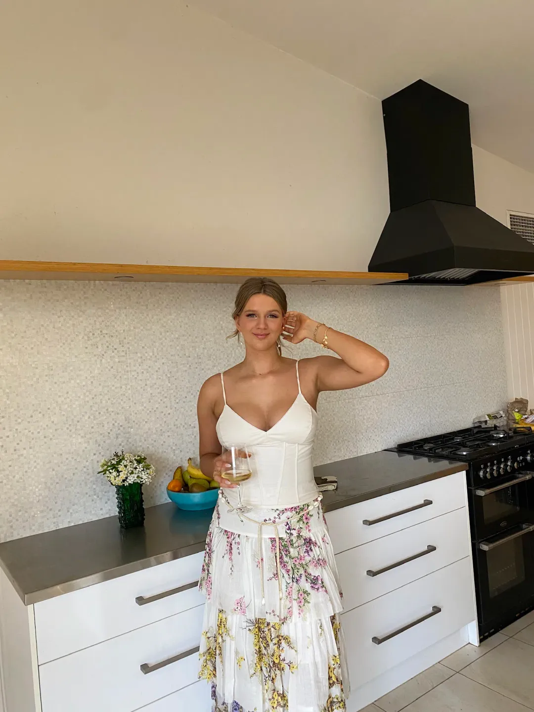 Zimmerman Jude Tiered Midi Skirt White Floral Size 2/ AU 12 for rent on The Volte - main image