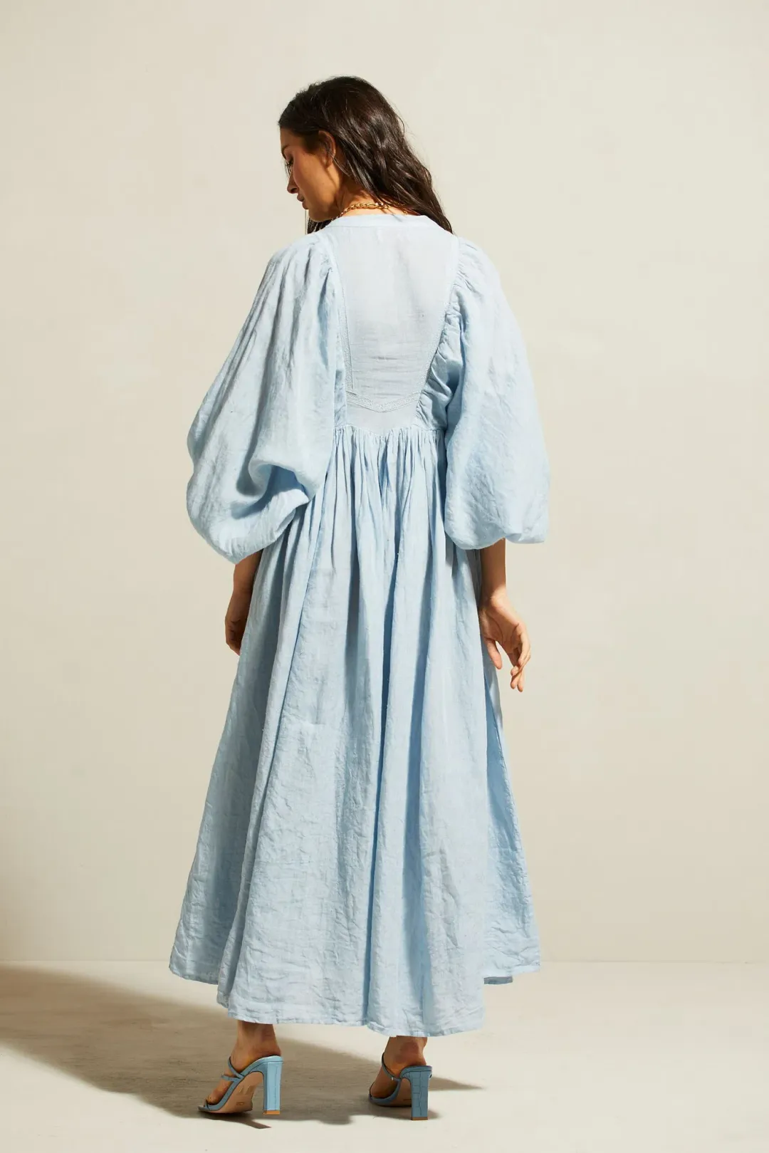 Kinga Csilla Mascali Linen Dress Blue Size 8 for rent on The Volte - main image