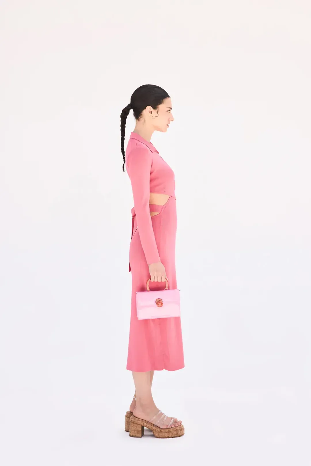 Cult Gaia Cristina Ribbed Knit Midi Dress Pink Size S / Au 8 for rent on The Volte - main image