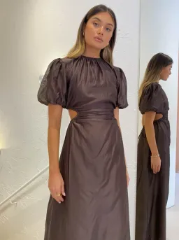 Sir the Label Anje Puff Sleeve Gown Chocolate Brown Size 1 / Au 8 for rent on The Volte - image 2
