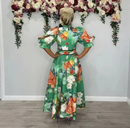 Leo Lin Florescence Midi Dress Green Floral Size AU 12 for rent on The Volte - image 3