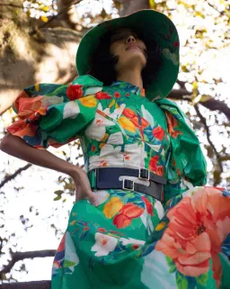 Leo Lin Florescence Midi Dress Green Floral Size 14  for rent on The Volte - image 1