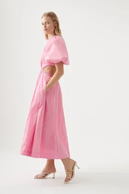 Aje Capucine Midi Dress Pink Size 10 for rent on The Volte - image 4