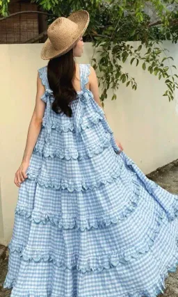 Innika Choo Iva Biigdres Dusk Gingham Print Size 1/Au 8 for rent on The Volte - image 2