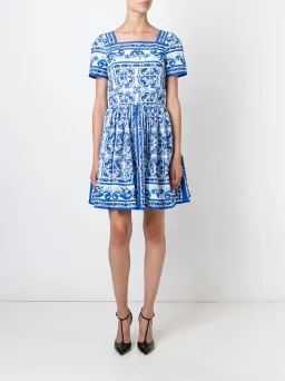Dolce & Gabbana Majolica Mini Dress Print Size AU 6 for rent on The Volte - image 1