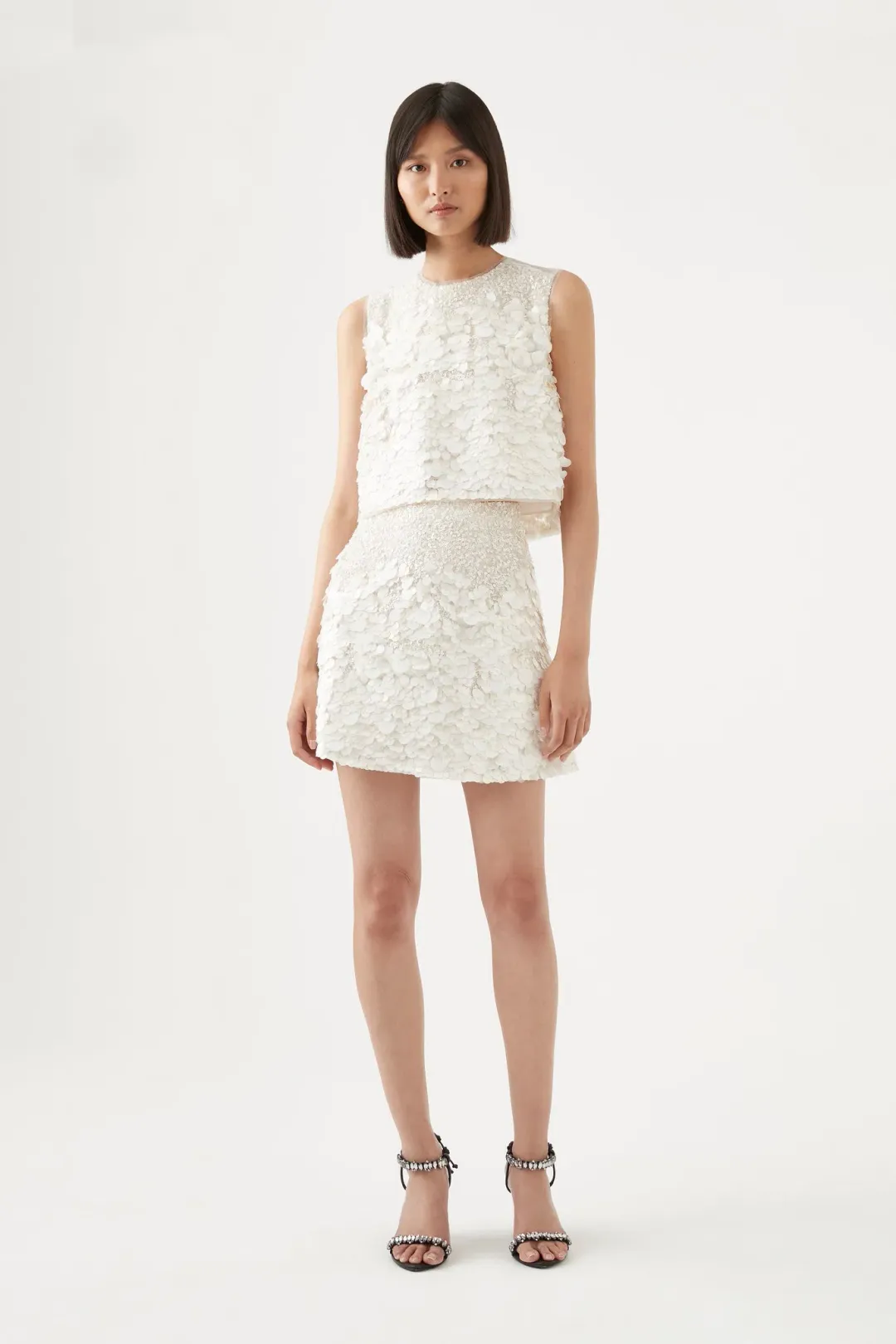 Aje Celeste Sequin Shell Top Ivory Size 6 / XS for rent on The Volte - main image