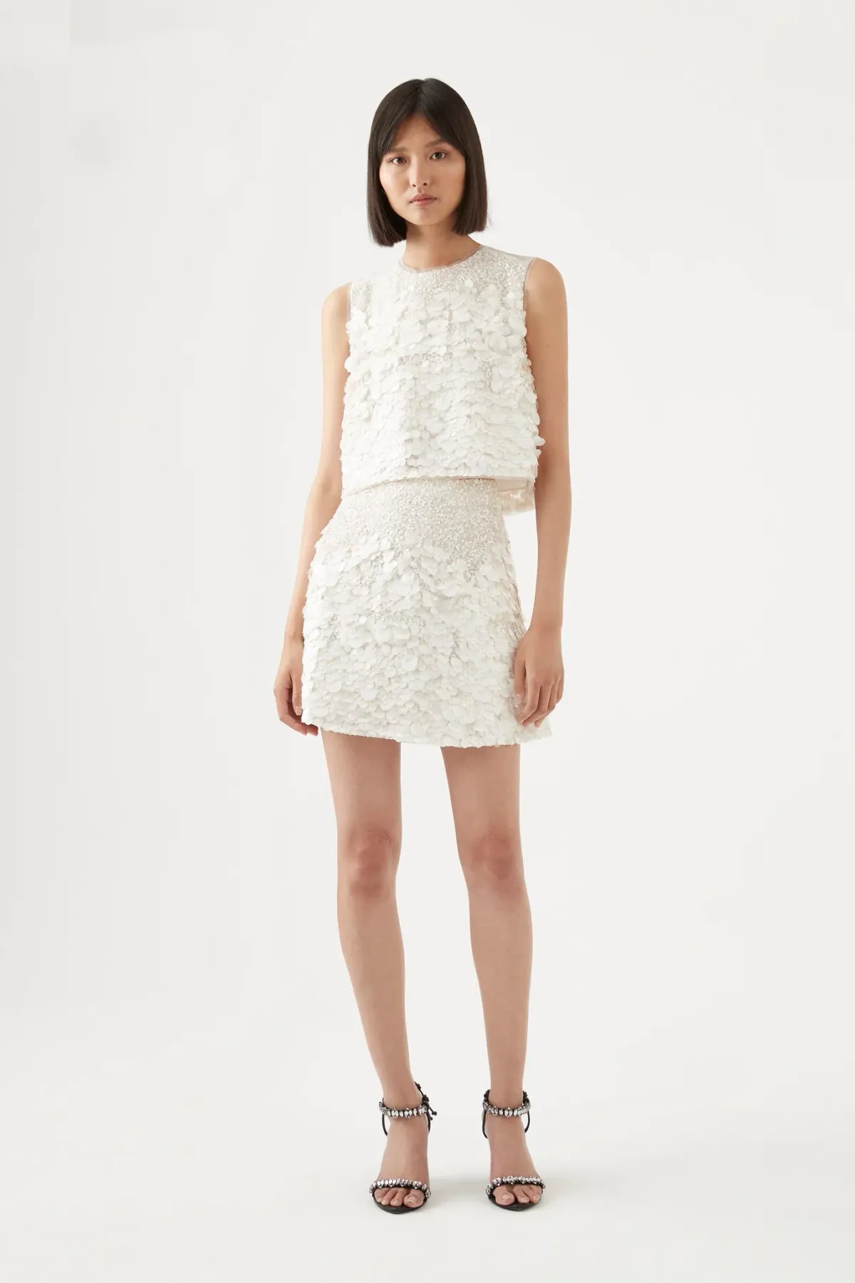Aje Celeste Sequin Shell Top Ivory Size 6 / XS for rent on The Volte - main image