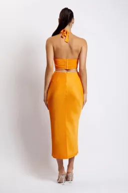 Meshki Lila Diamante Rope Midi Dress in Mandarin Size 12  for rent on The Volte - image 2