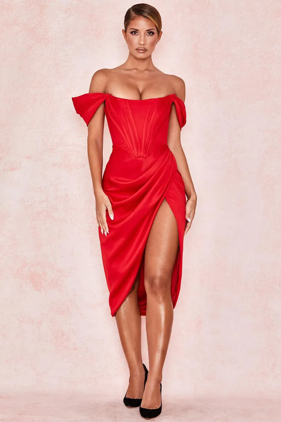 House of CB Loretta Midi Dress Red Size 12 for rent on The Volte - main image