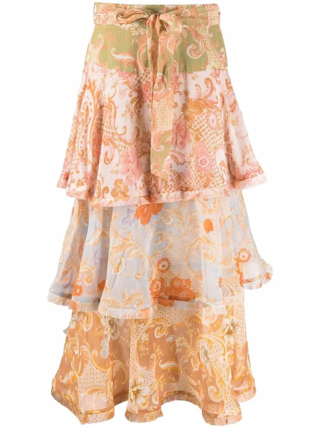 Zimmermann Postcard Flounce Midi Skirt Multi Size 0P/Au 6 for rent on The Volte - main image
