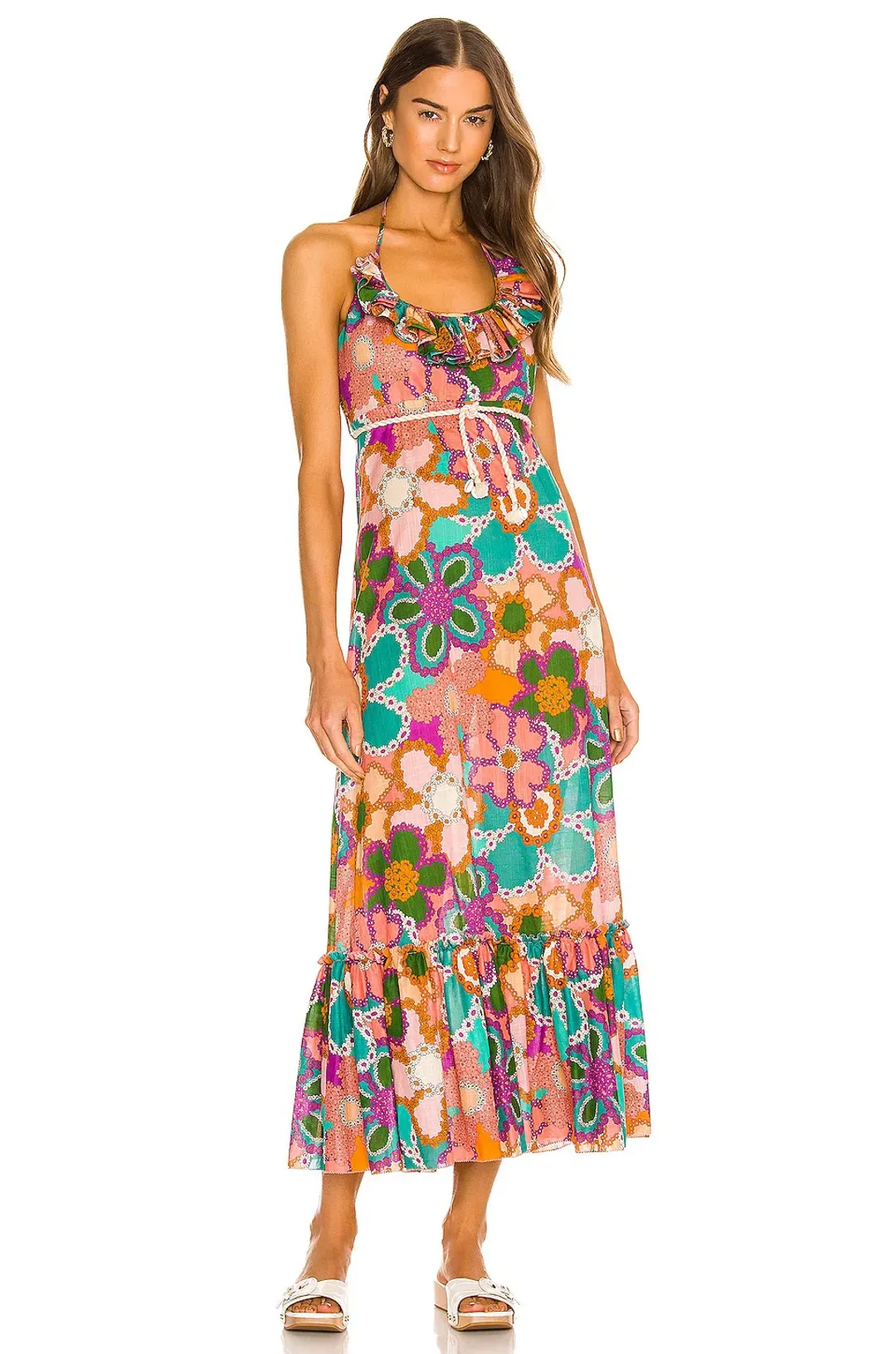 Zimmermann Lola Frill Picnic Dress Purple Floral Size 1/Au 8 for rent on The Volte - main image