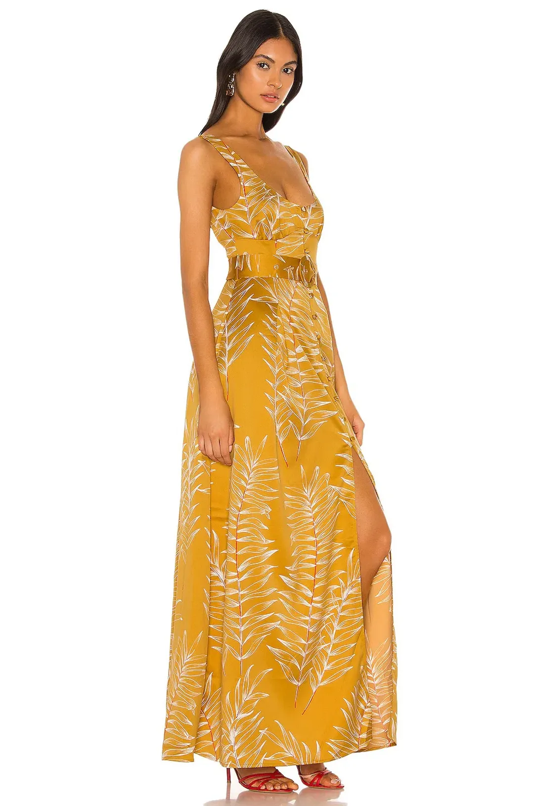 Camila Coelho Belmira Maxi Dress Gold Tropical Size XS/AU 6-8 for rent on The Volte - main image