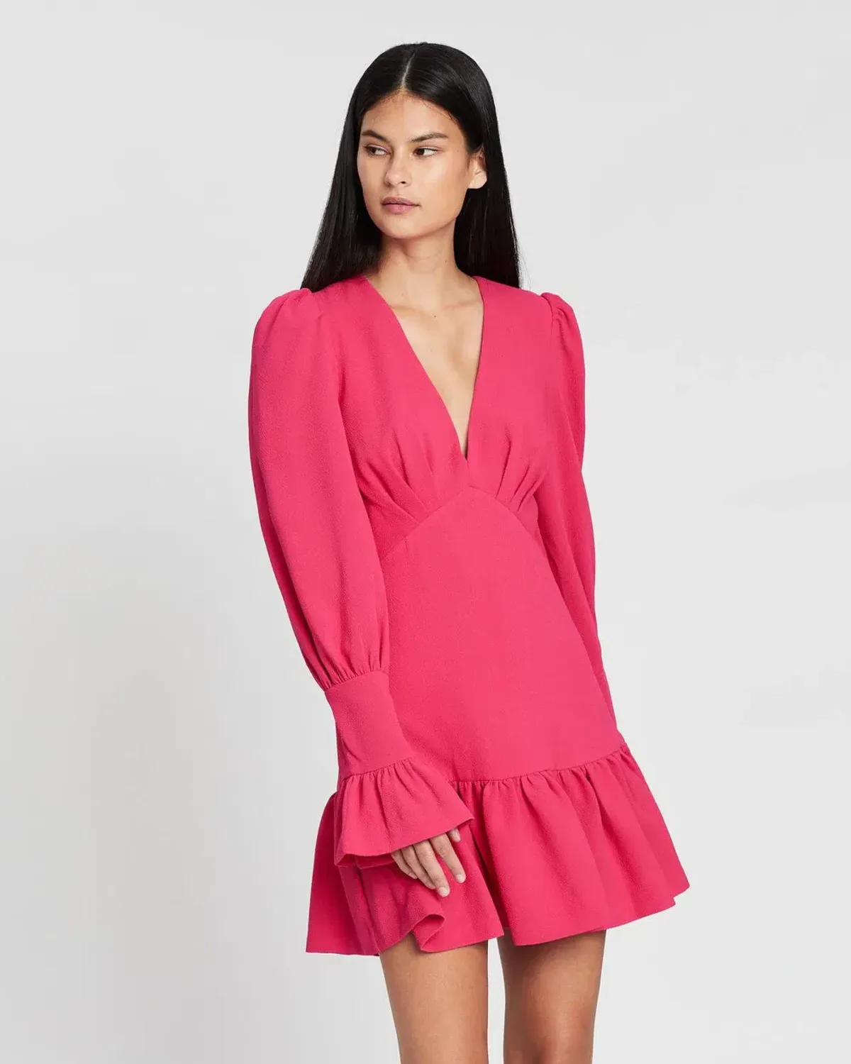 By Johnny Anna V Tulip Sleeve Mini Dress Pink Size 8 for rent on The Volte - main image