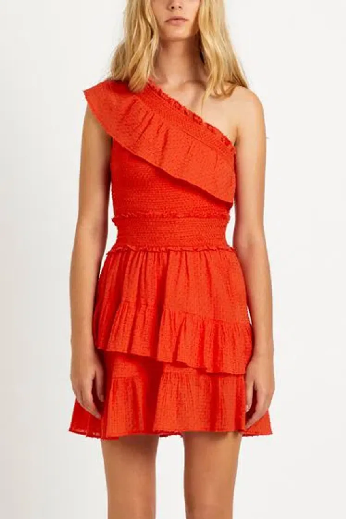 Steele Bisou One Shoulder Mini Dress Red Size M for rent on The Volte - main image