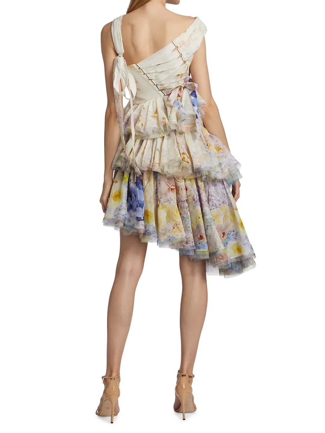 Zimmermann Rhythmic Asymmetric Mini Dress Citrus Garden Size 0P/Size 6  for rent on The Volte - main image