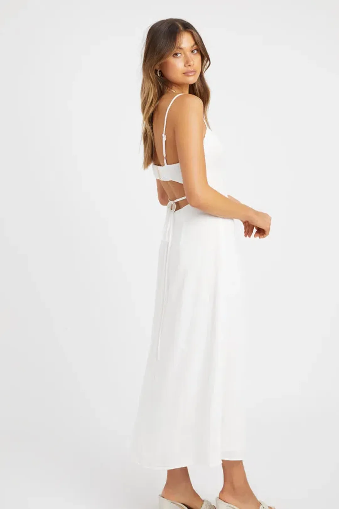 Kookai Hayman Tie Back Dress White Size 38/Au 10  for rent on The Volte - main image