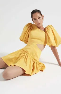 Aje Chateu Mini Dress in Sunshine Size 6 for rent on The Volte - image 2