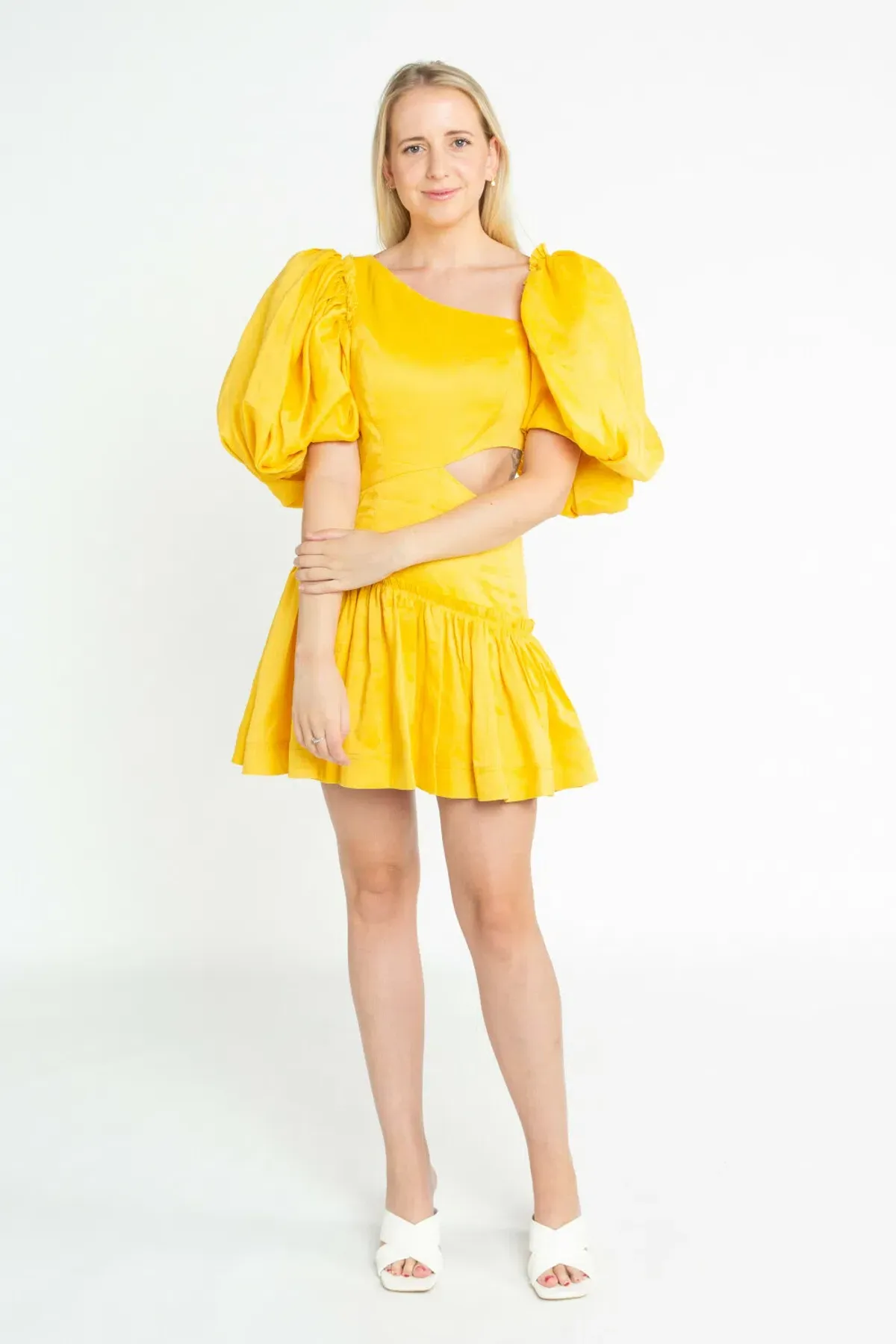 Aje Chateu Mini Dress in Sunshine Size 6 for rent on The Volte - main image
