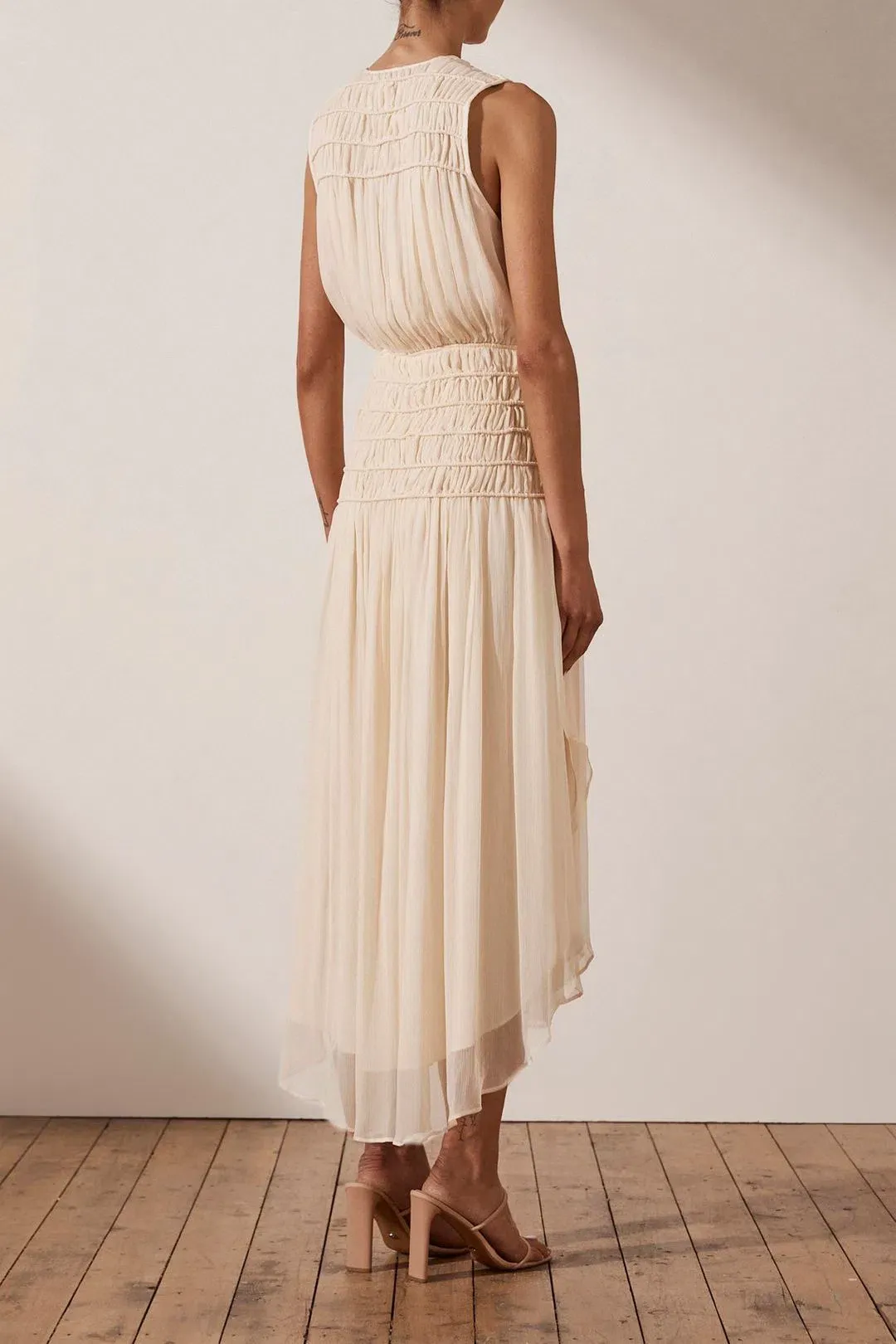 Shona Joy Delphine Sleeveless Midi Dress Cream Size 8 for rent on The Volte - main image