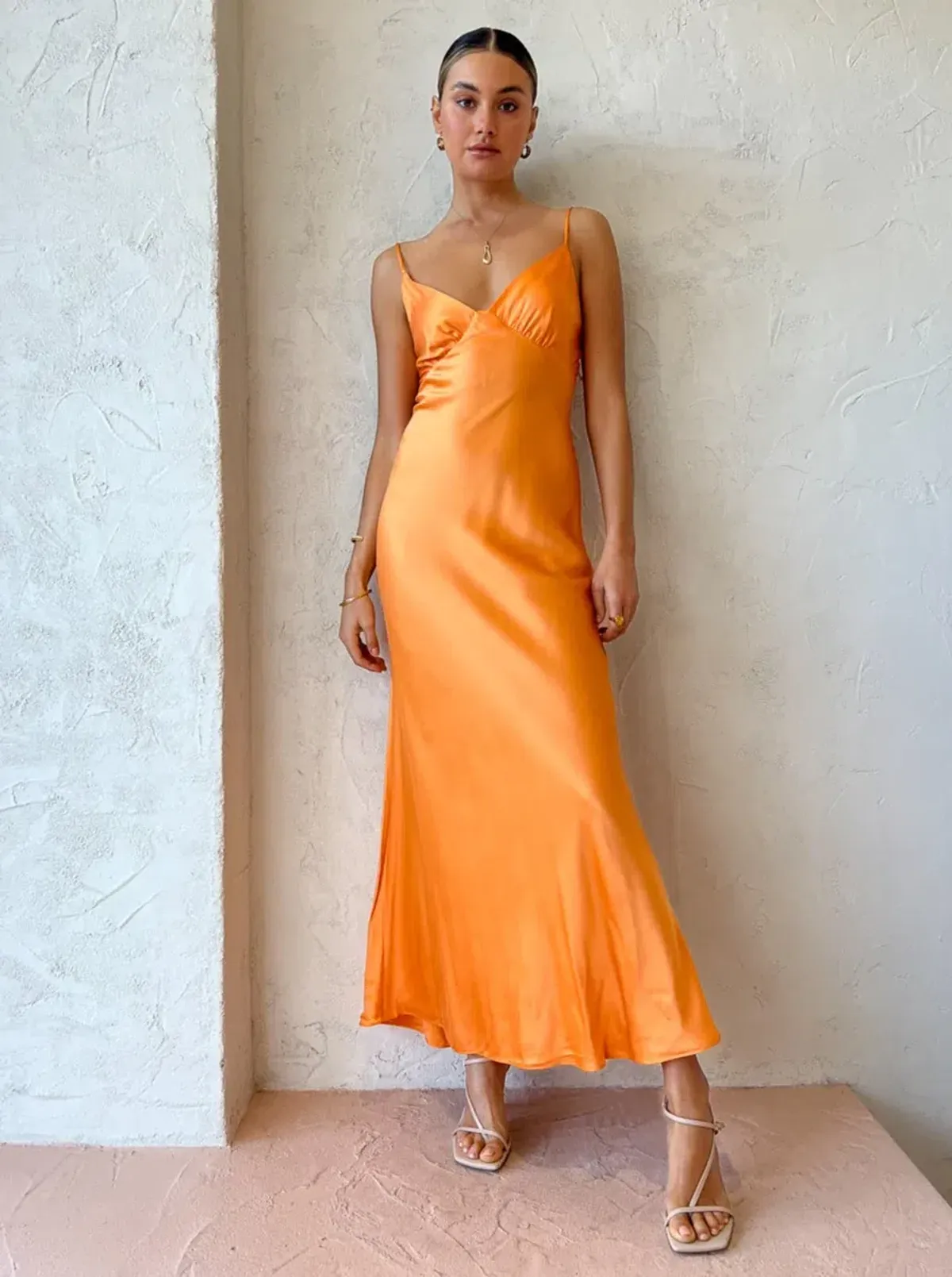 Bec & Bridge Amber V Maxi Dress in Nectarine Orange Size 6 for rent on The Volte - main image