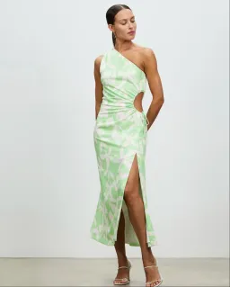 Lover Maldives One Shoulder Dress Green Print Size 10 for rent on The Volte - image 2