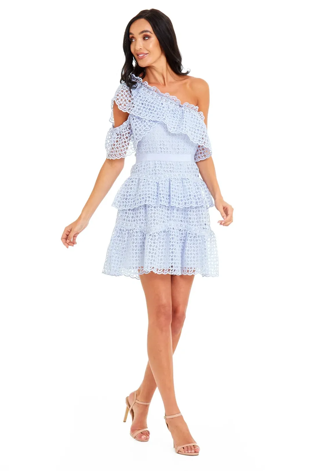 Self-portrait One Shoulder Lilac Organza Dress Purple Size 8 for rent on The Volte - main image