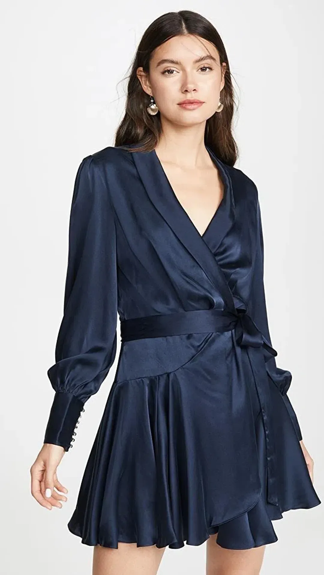 Zimmermann Silk Wrap Mini Dress Ink Navy Size 0 / AU 8  for rent on The Volte - main image