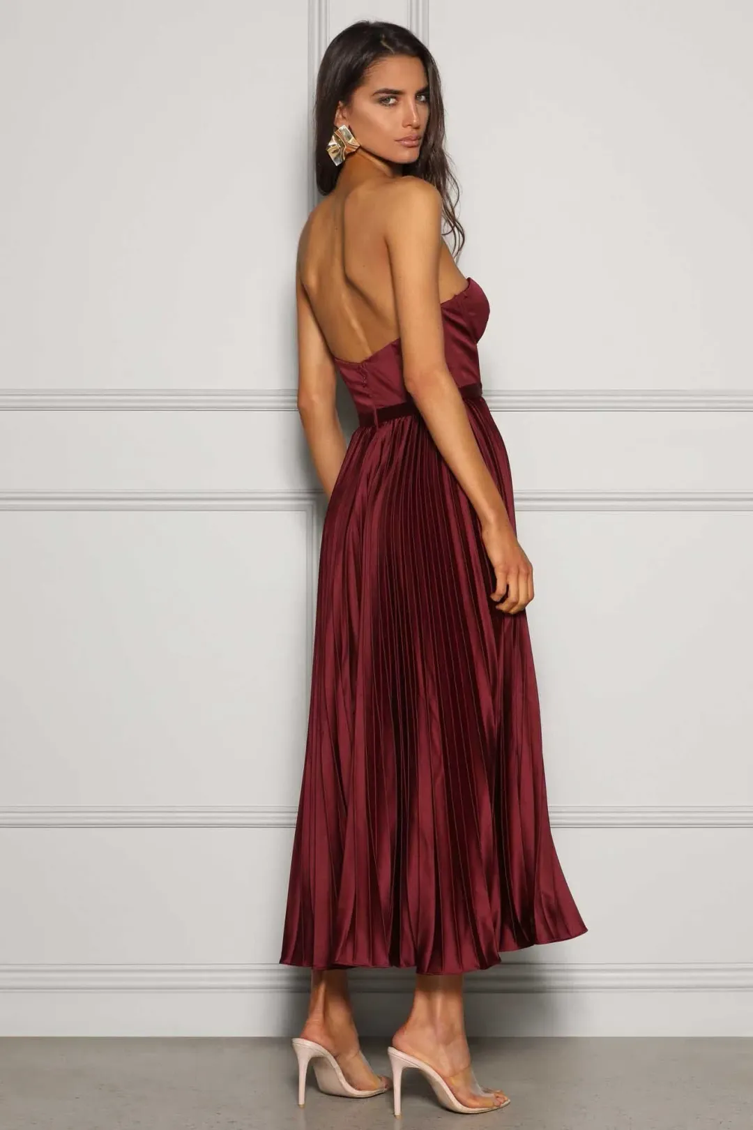 Elle Zeitoune Milan Midi Dress Wine Size 6 for rent on The Volte - main image