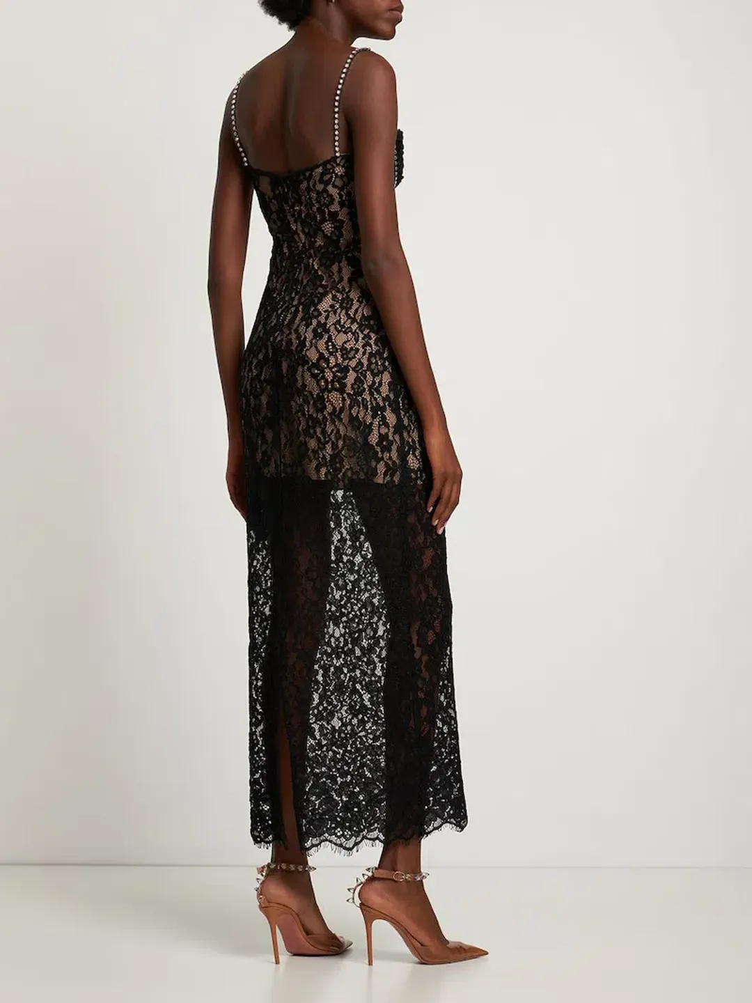 Self Portrait Lace Midi Dress Black Size 8 for rent on The Volte - main image