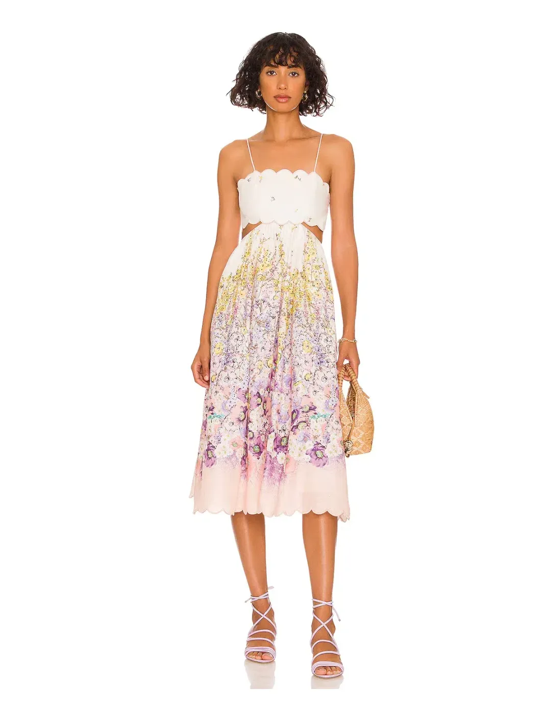 Zimmerman Jude Scallop Midi Dress Print Size 1/Au 10 for rent on The Volte - main image