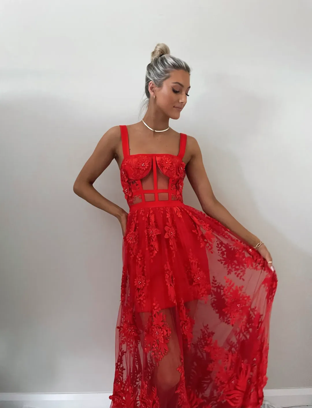 Nicola Finetti Marisol Dress Red Size 6 for rent on The Volte - main image