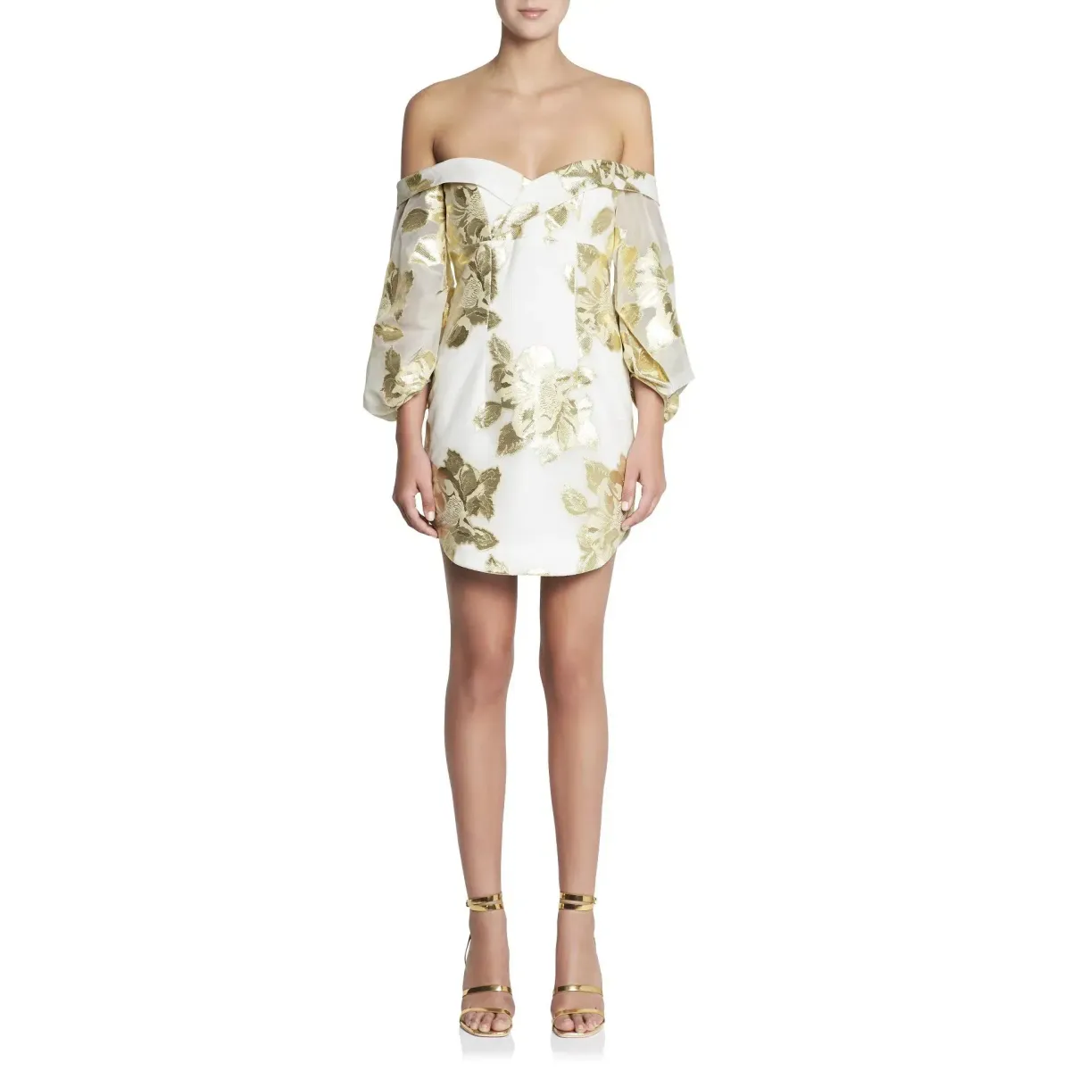 Manning Cartell Floral Alchemy Mini Dress in White/Gold Size 8 for rent on The Volte - main image