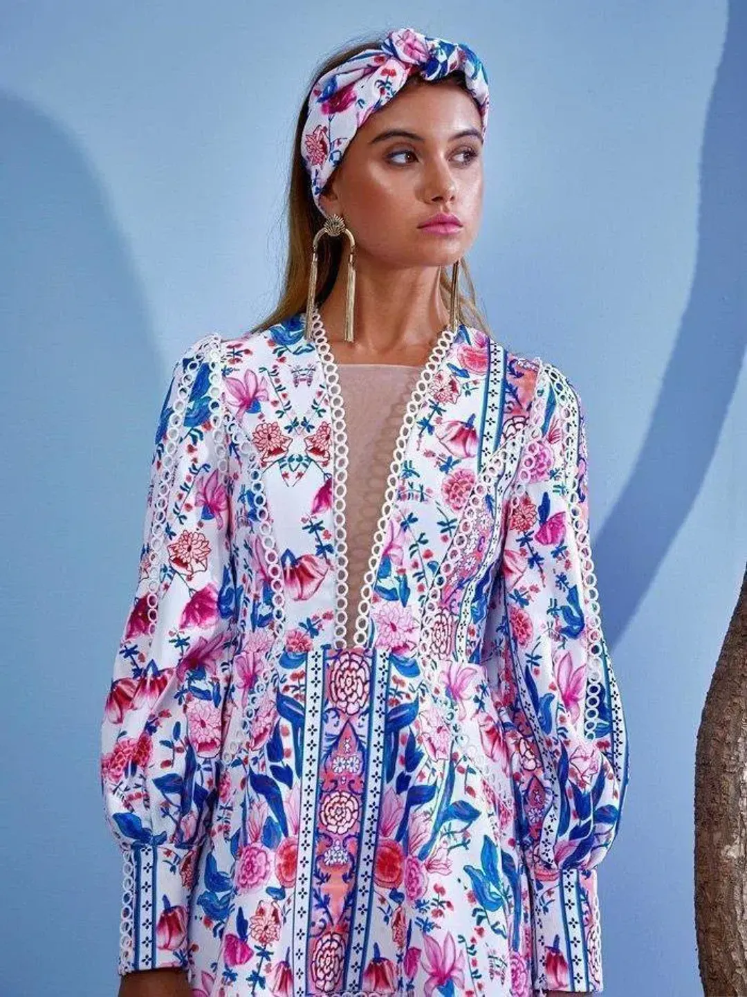 Elliatt Dolce Long Sleeve Mini Dress Floral Size M/ AU10 for rent on The Volte - main image