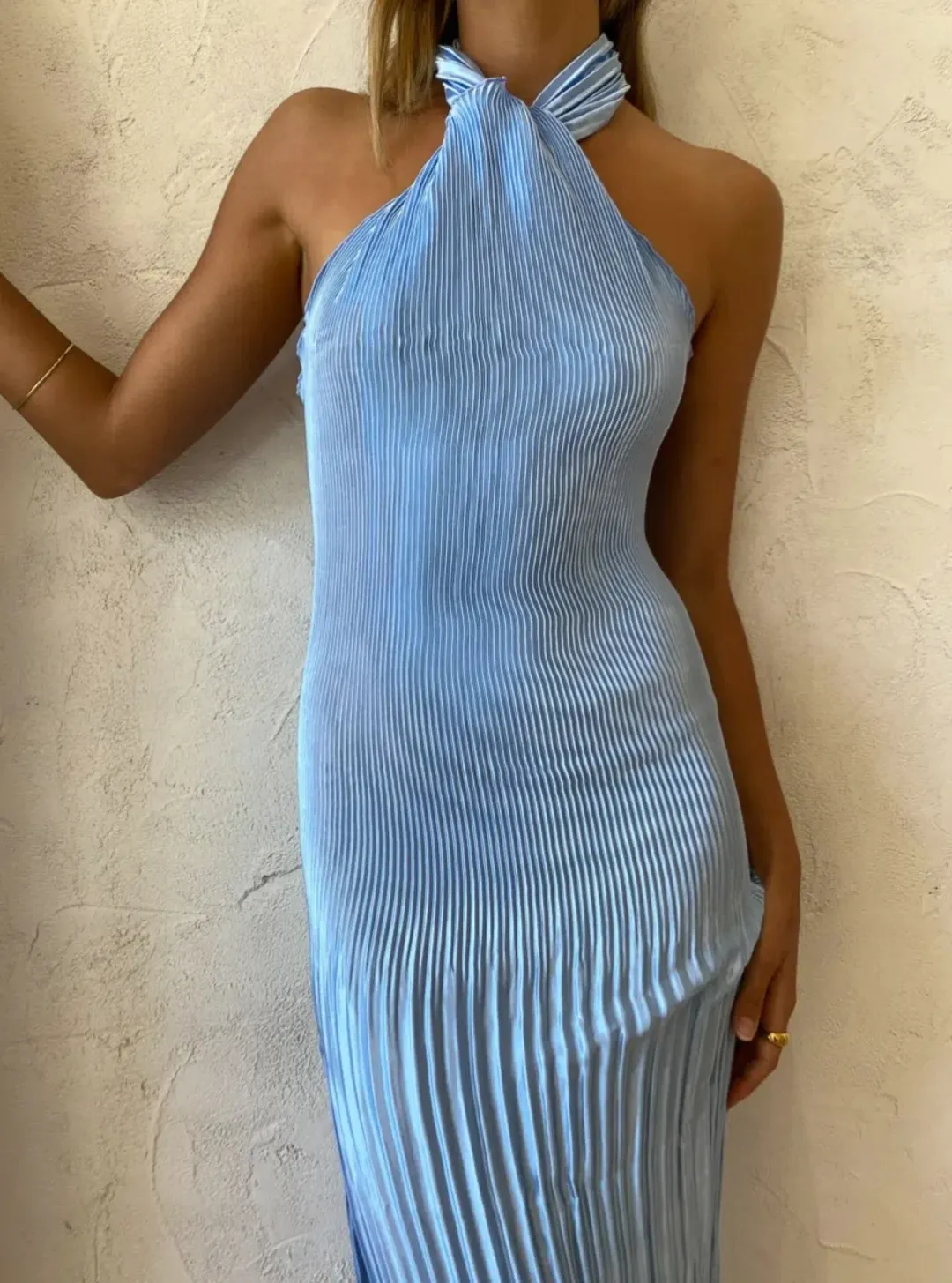 L'idée Soirée Halter Gown Sky Blue Size 6 for rent on The Volte - main image