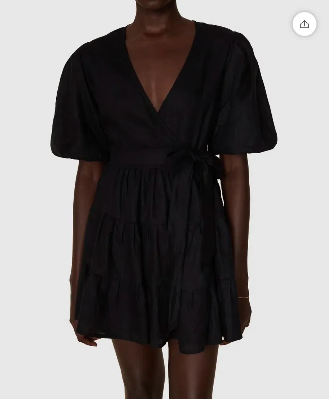 Faithfull the Brand Rooney Wrap Mini Dress Black Size 8  for rent on The Volte - main image
