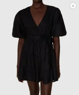 Faithfull the Brand Rooney Wrap Mini Dress Black Size 8  for rent on The Volte - image 2