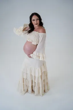 The Boho Shed Ruffled Top and  Skirt Set Ivory One Size for rent on The Volte - image 1