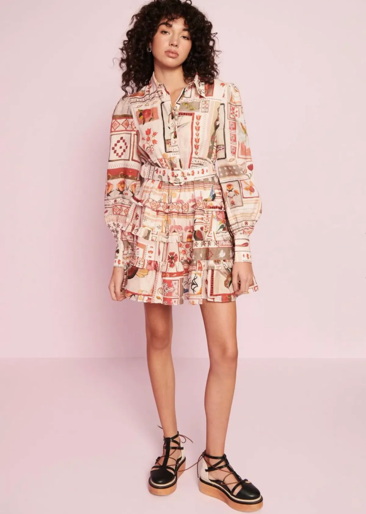 Kate Ford Cleome Layered Mini Dress Danillo Print Size 12 for rent on The Volte - main image