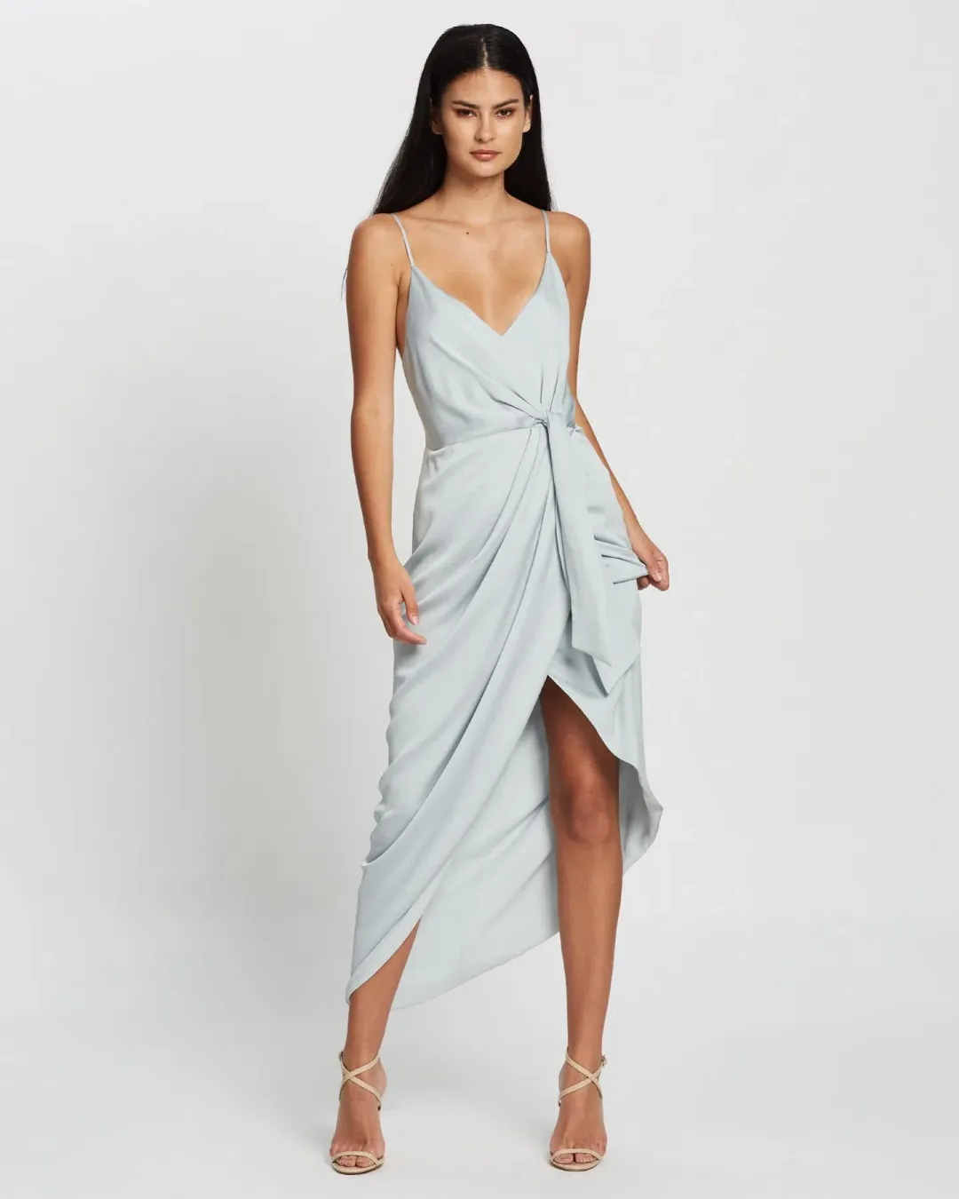 Shona Joy Luxe Tie Front Cocktail Dress Cloud Size 10 for rent on The Volte - main image