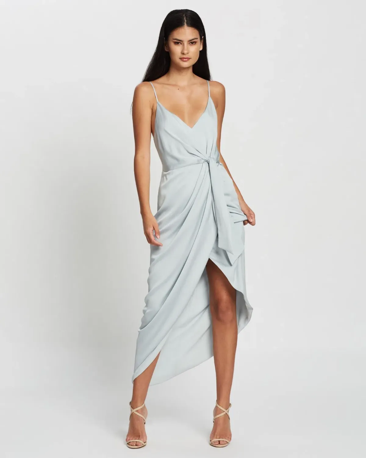 Shona Joy Luxe Tie Front Cocktail Dress Cloud Size 10 for rent on The Volte - main image