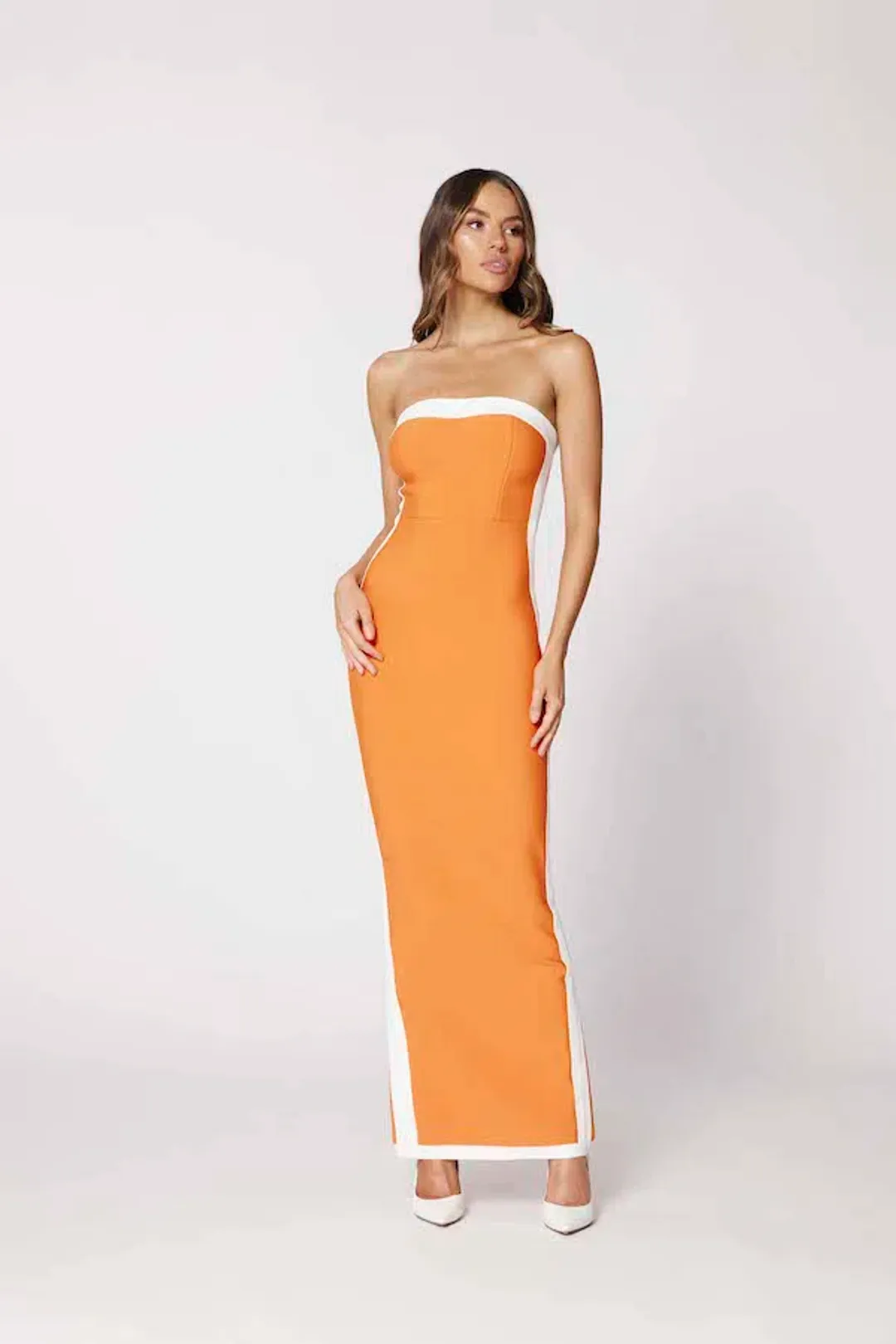 Bianca & Bridgett Ashley Midi Dress Orange Size 6 for rent on The Volte - main image