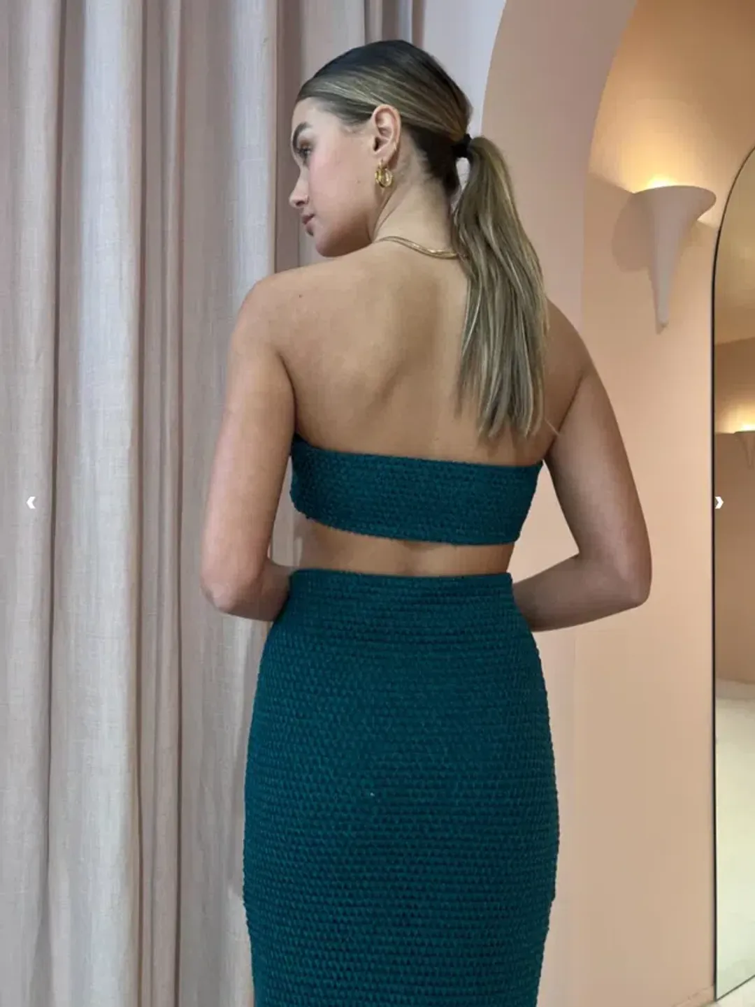Camilla and Marc Adrien Skirt And Bandeau Set In Marble Green Size 8 for rent on The Volte - main image