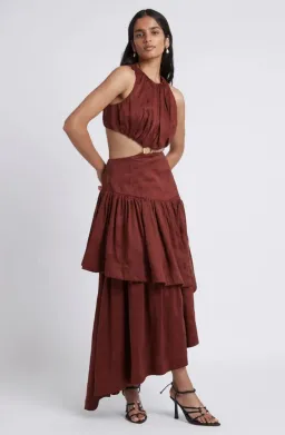 Aje Caliente Cut Out Dress Brown Size 10 for rent on The Volte - image 1